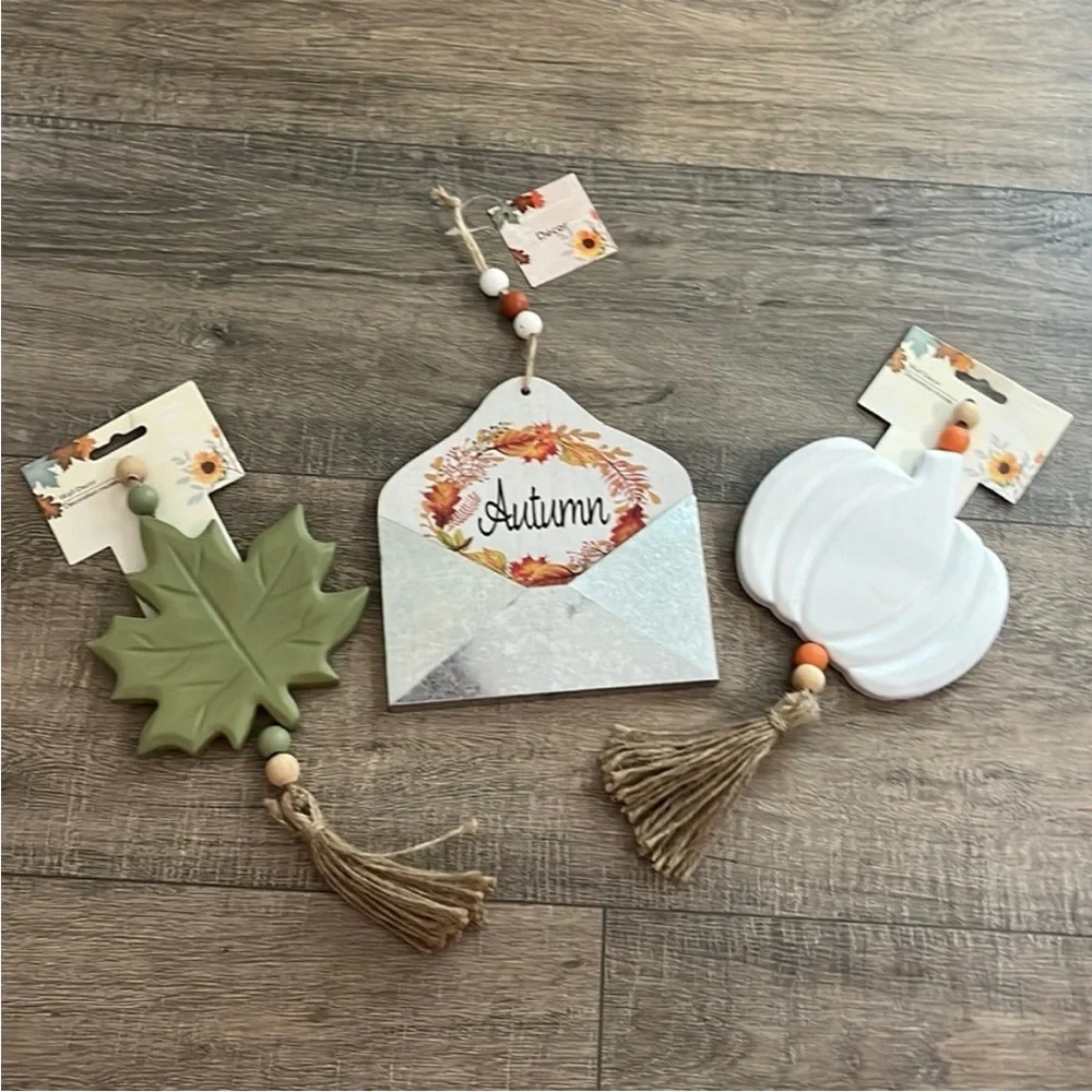 Autumn Leaf, Fall Envelope & Pumpkin Hanging/Tier Tray 3pcs Set 🍃🆕🍃